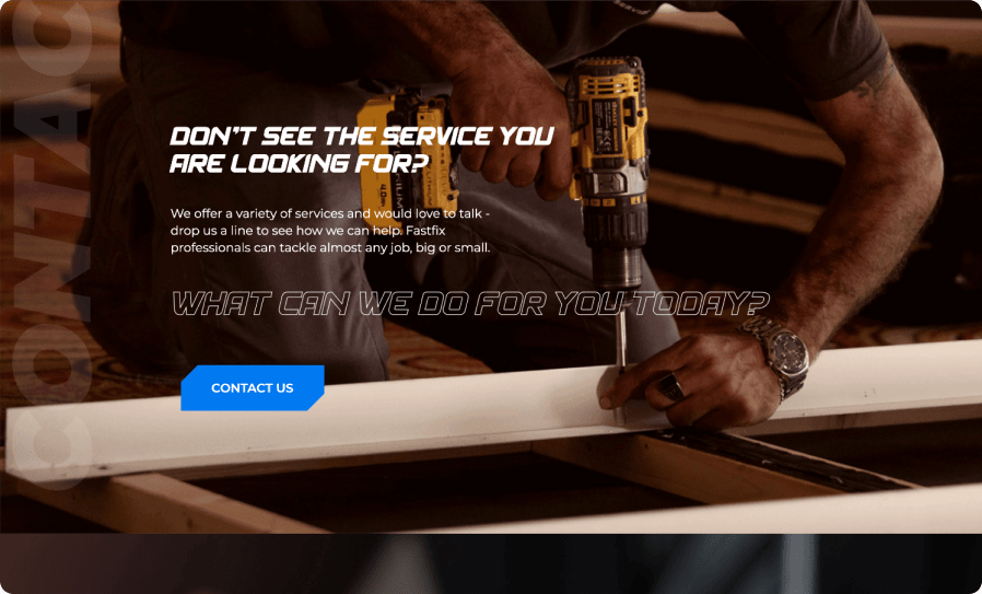 Screenshot of website design done for Fast Fix